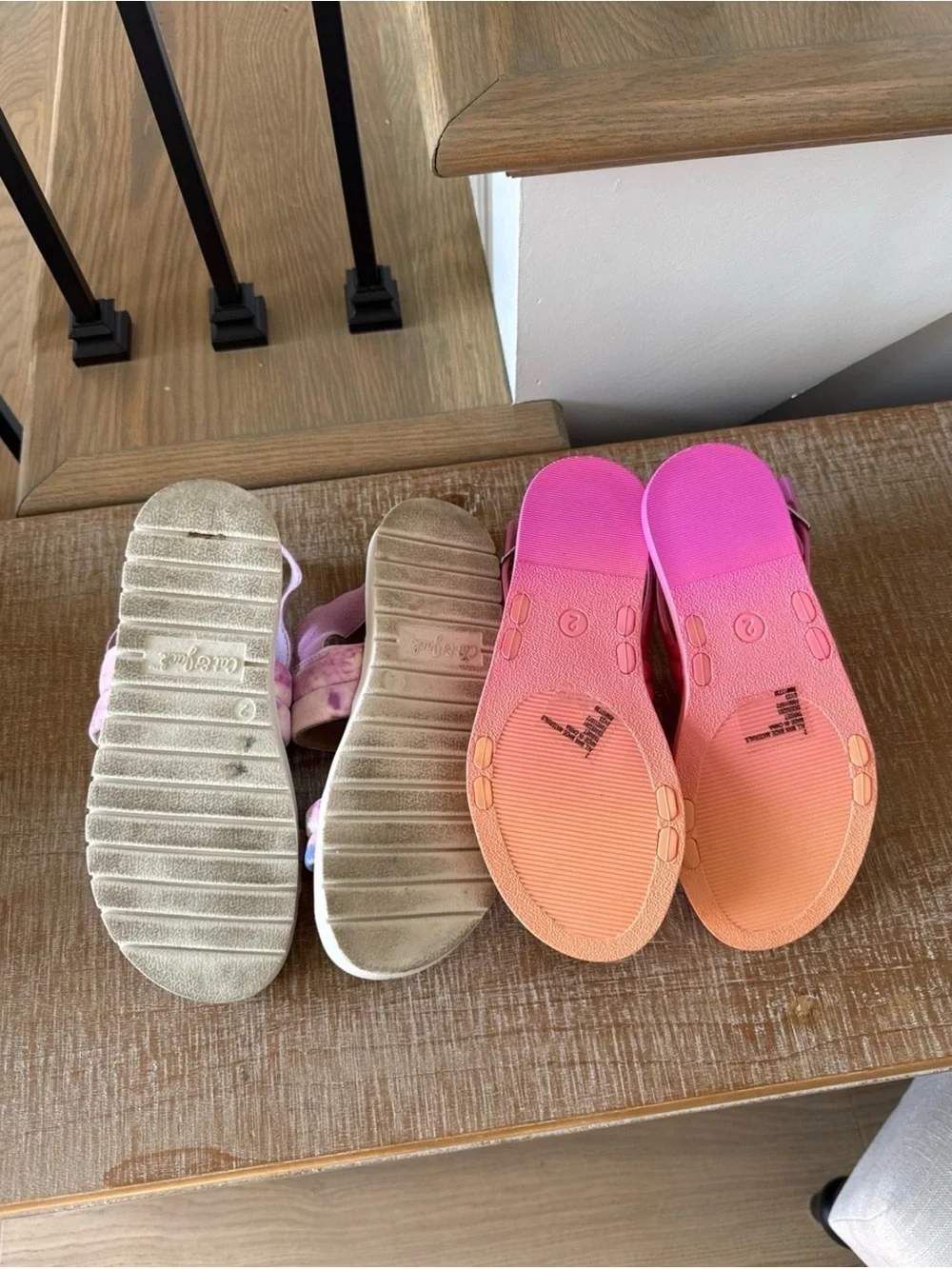 Cat & Jack Girls Pink Tie-Dye Sandal and Coral Braided Sandal Duo